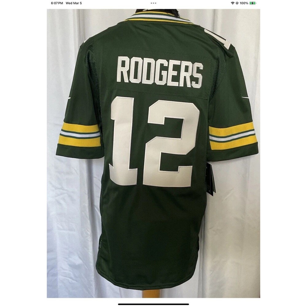Nike Authentic NFL Aaron Rodgers #12 “C” GB Packers Jersey On Field SM $325 NEW